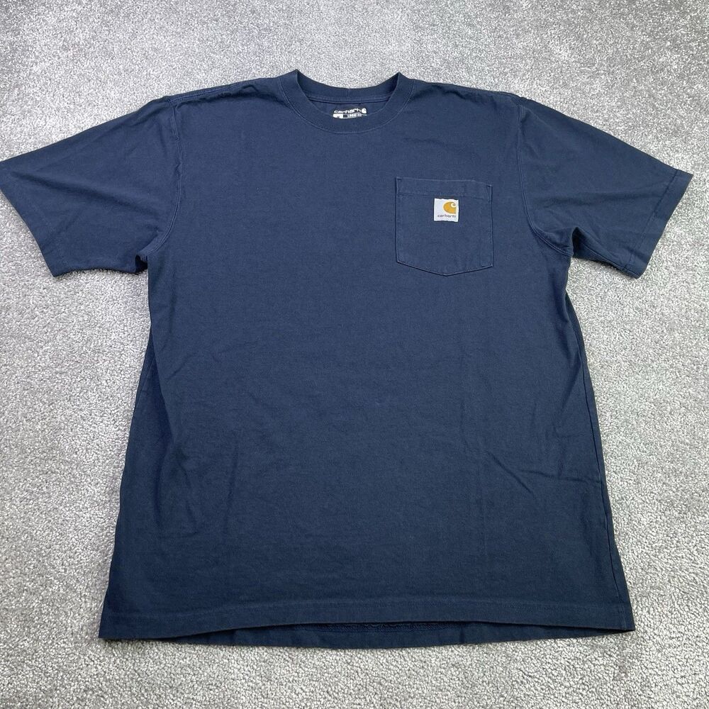 Carhartt Shirt Men’s Medium Blue Loose Fit Short Sleeve Workwear Casual Pocket